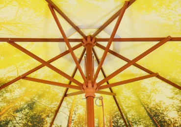 Schneider Alu/Stahl Sonnenschirm Malaga 300cm Forest Holzoptik Seilzug Mast 48mm